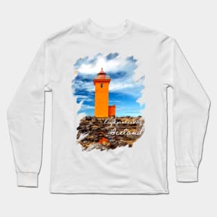 Orange Lighthouse. Iceland. Reykjanes Peninsula. Long Sleeve T-Shirt